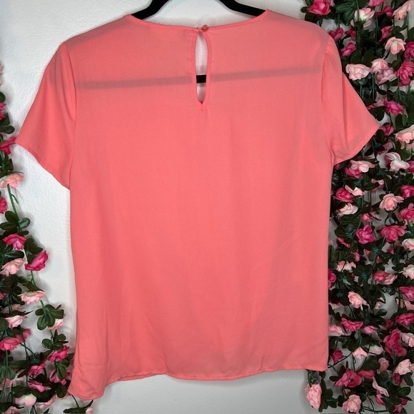 Pink Rose NWT V-Neck Blouse Shirts Womens Medium Sheer Flowy Airy Work Office - Picture 9 of 9